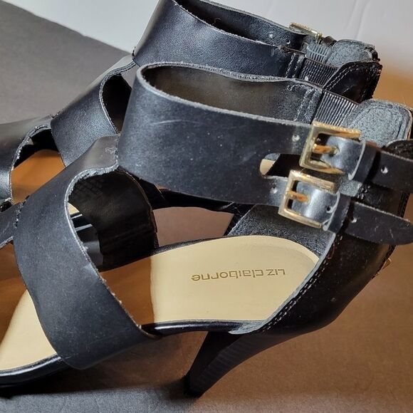 WOMEN"S BLACK OPEN TOE WITH BACK ZIPPER SANDAL - Picture 10 of 15